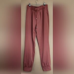 Revamped Women's Dress Pants Dusty Rose Elastic Waist Sz M Pockets Drawstrings
